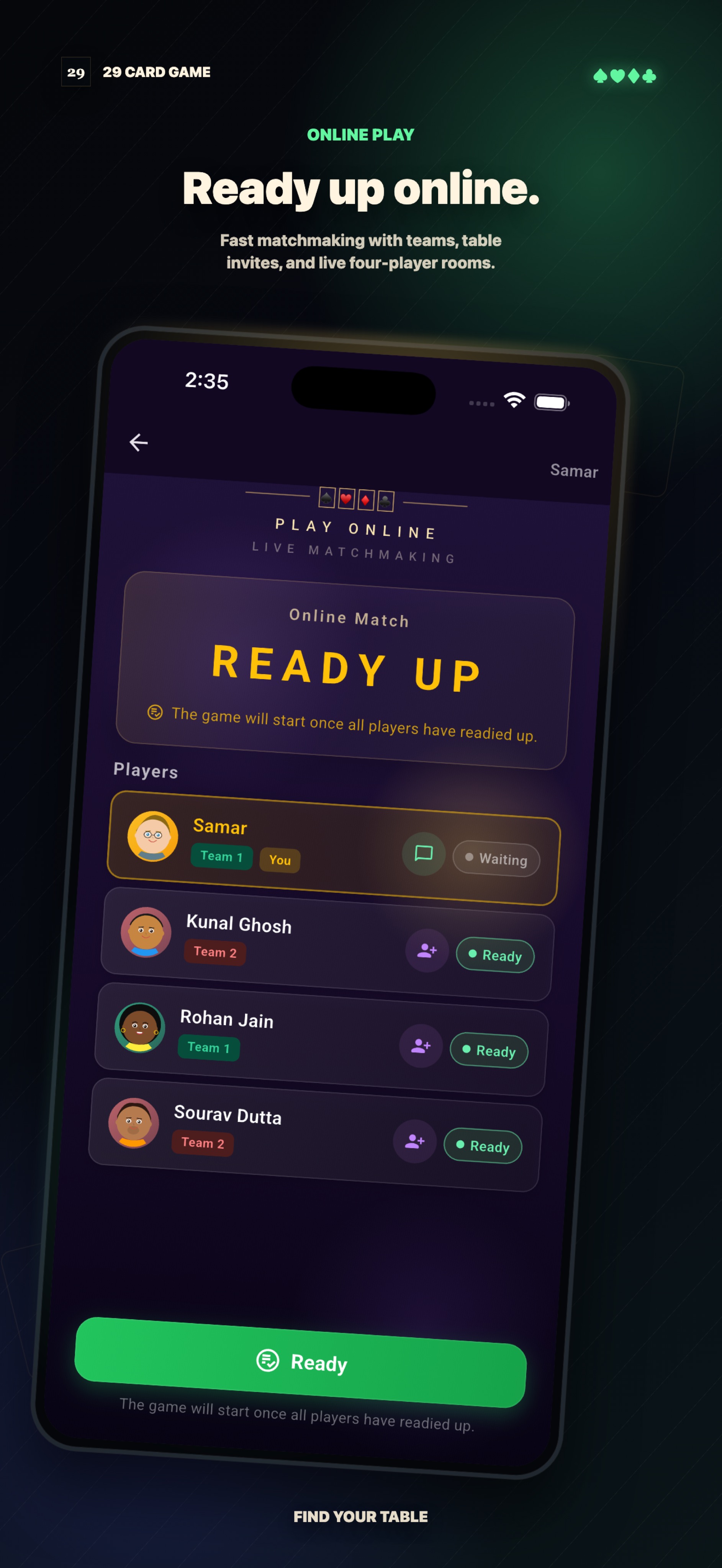 Studio screenshot of the online lobby ready-up screen
